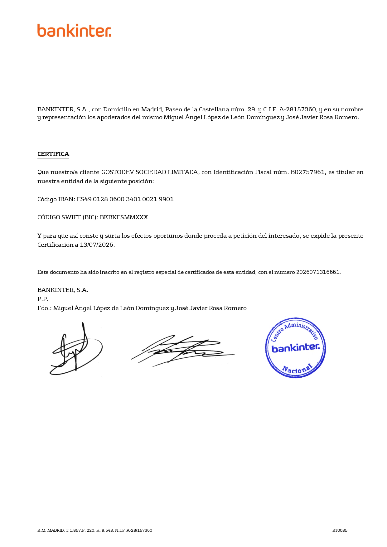Certificado de titularidad bancaria